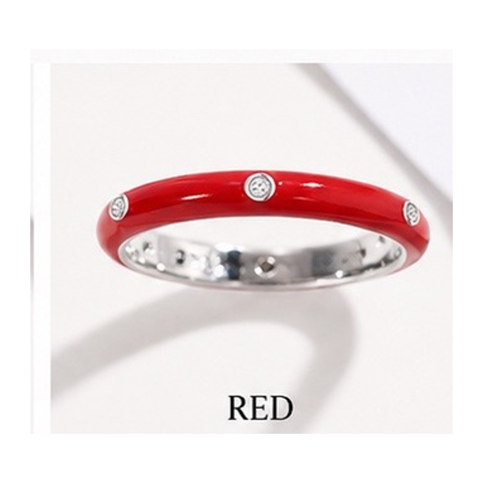 Stackable Enamel Ring with Stone Colorful Womens Fashion Ring Teens Gift Color