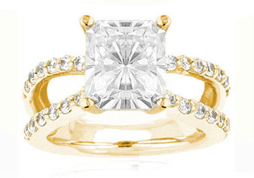 1.55 carat Radiant cut Diamond H SI1 Engagement 14k Yellow Gold Ring, 1.83 ct tw