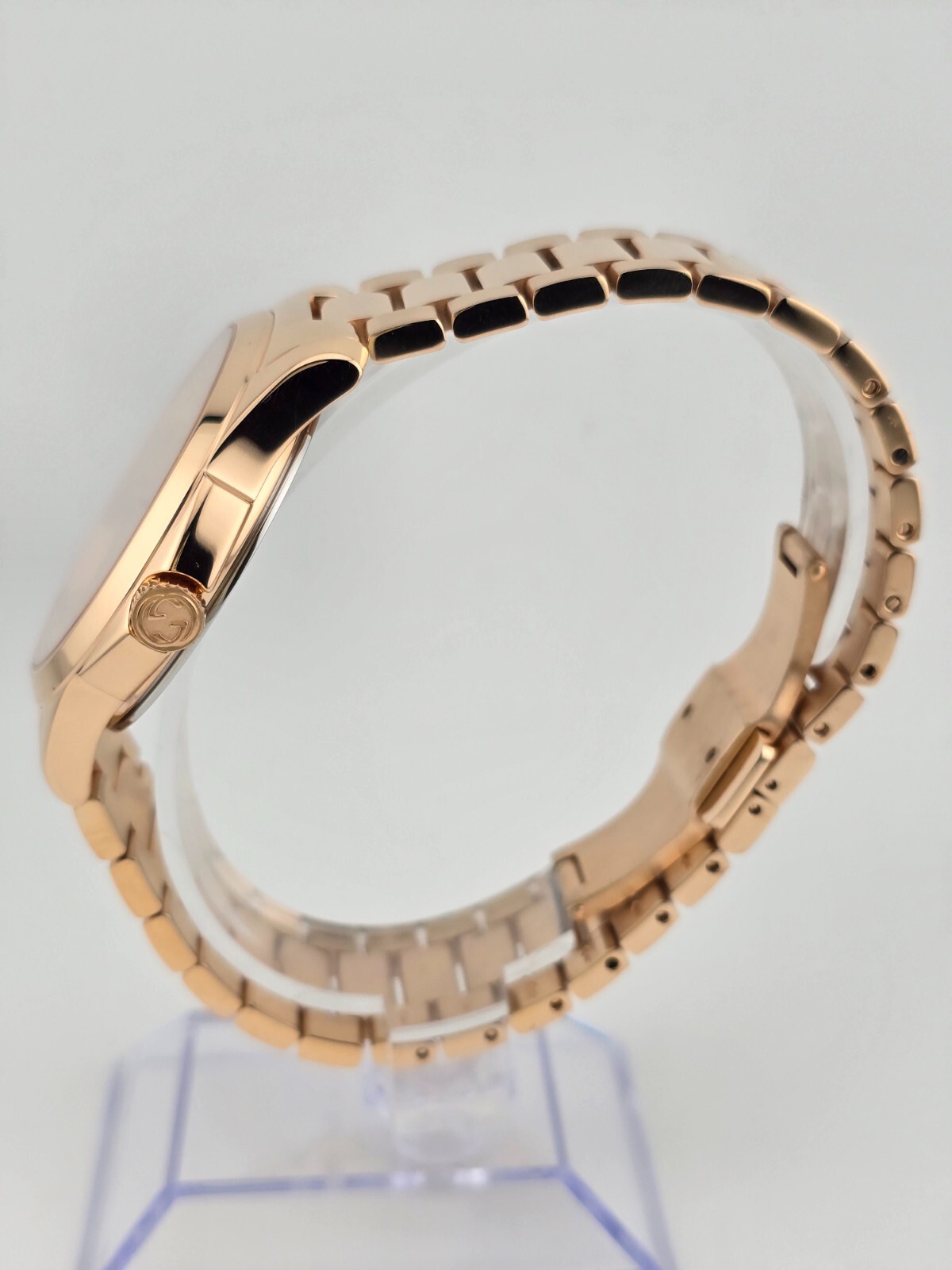 Gucci G-Timeless Stainless Steel Rose Gold Dial Watch – YA126482 ($1010 MSRP)