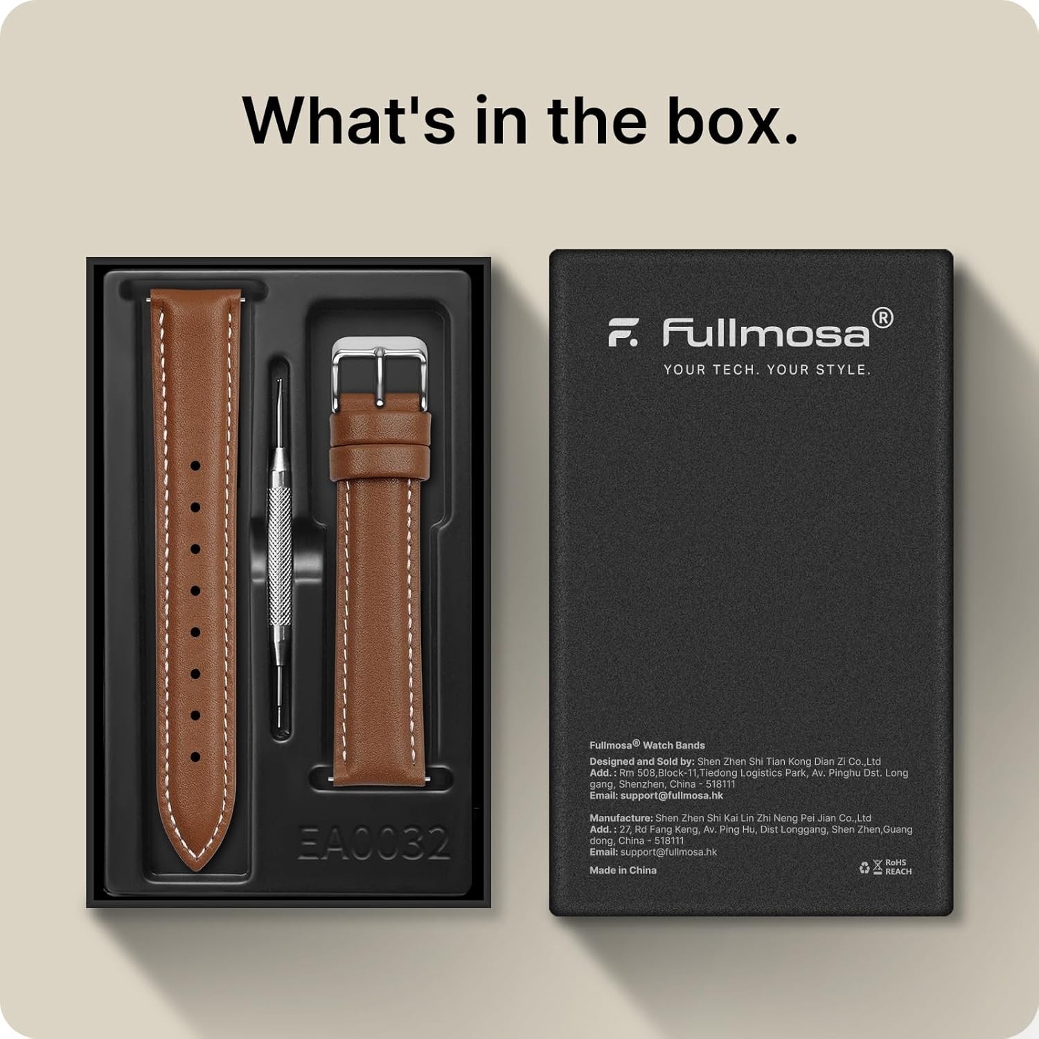Versatile 19mm Brown Leather Watch Strap with Quick Release for Easy Fit