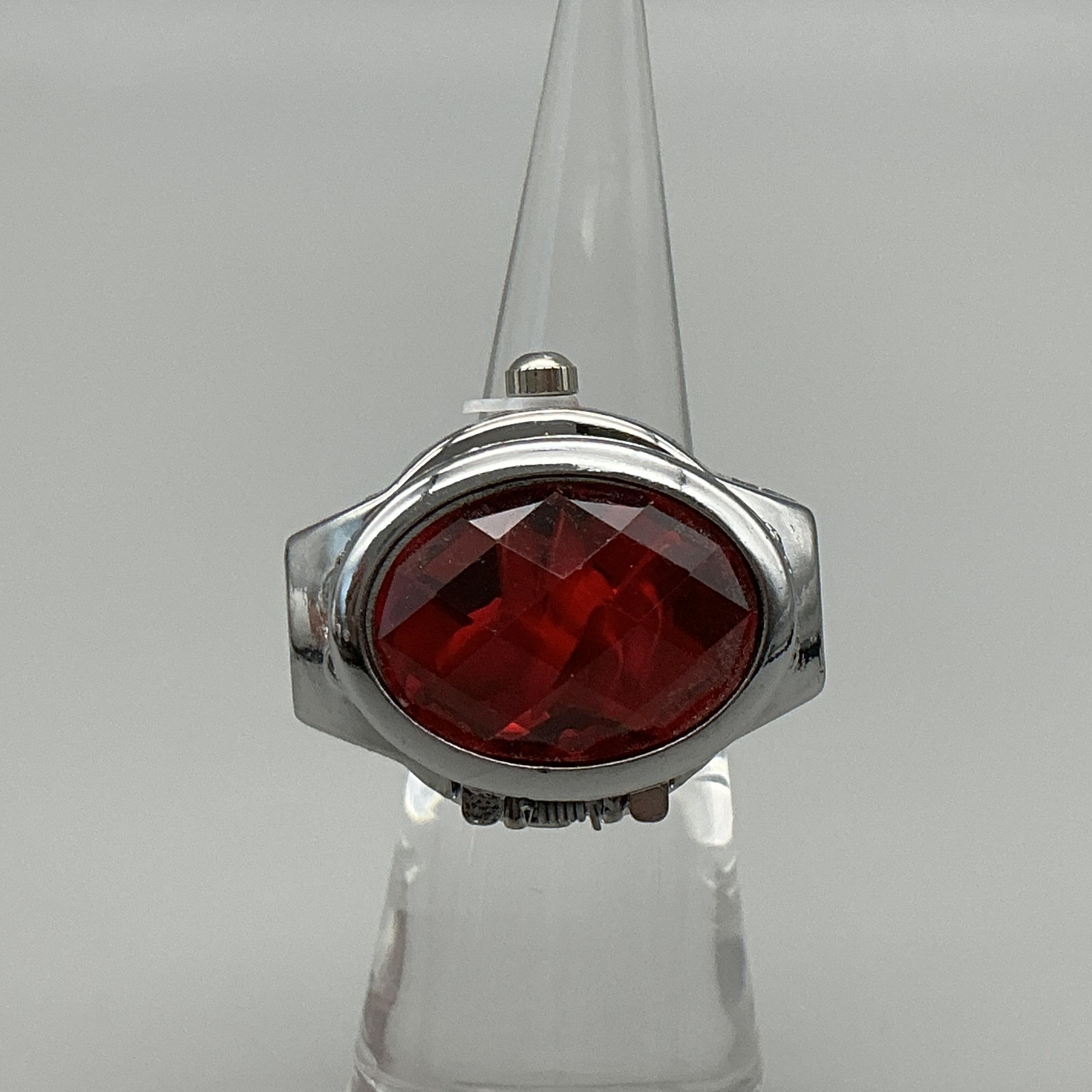 Bozhi Ring Watch Womens 20mm Hidden Dial Red Crystal Floral New Battery