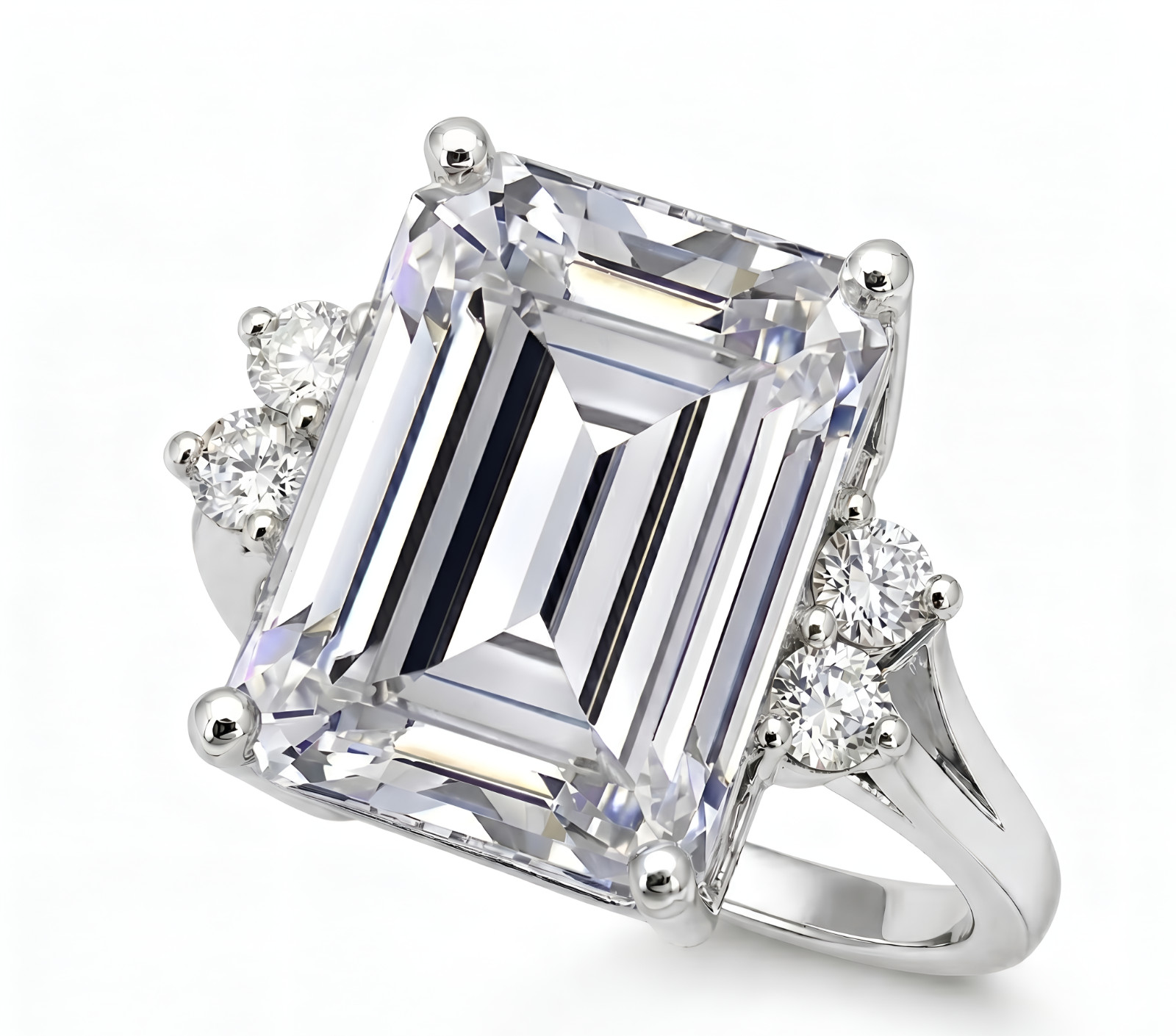 8.00 Ct Certified Emerald Cut White Natural Diamond Engagement Ring Great Shine