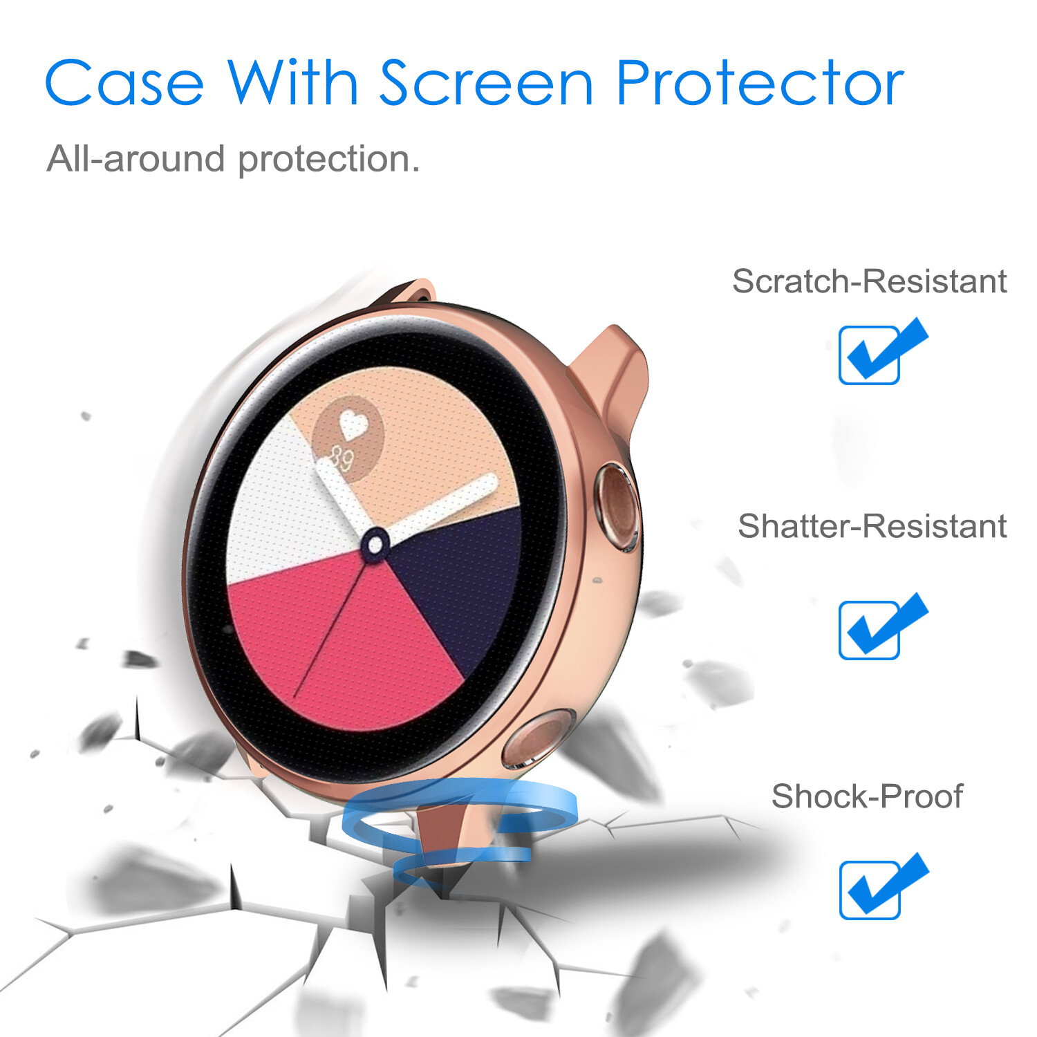 3 Pack For Samsung Galaxy Watch Active 40mm Case Soft TPU Screen Protector Cover