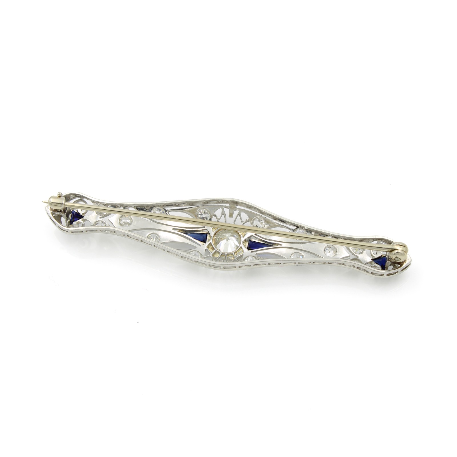Art Deco Die Struck 850 Platinum 1.05ctw Old Euro Cut Diamond Brooch #E179331-1