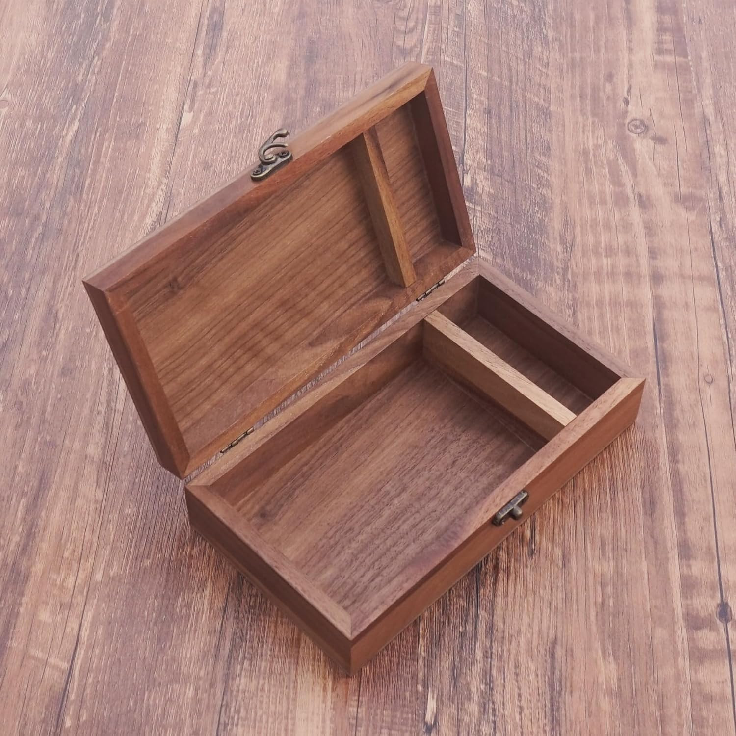 Walnut Handmade Walnut Partition Wooden Box for Keepsakes, Photos, Jewelry Ring