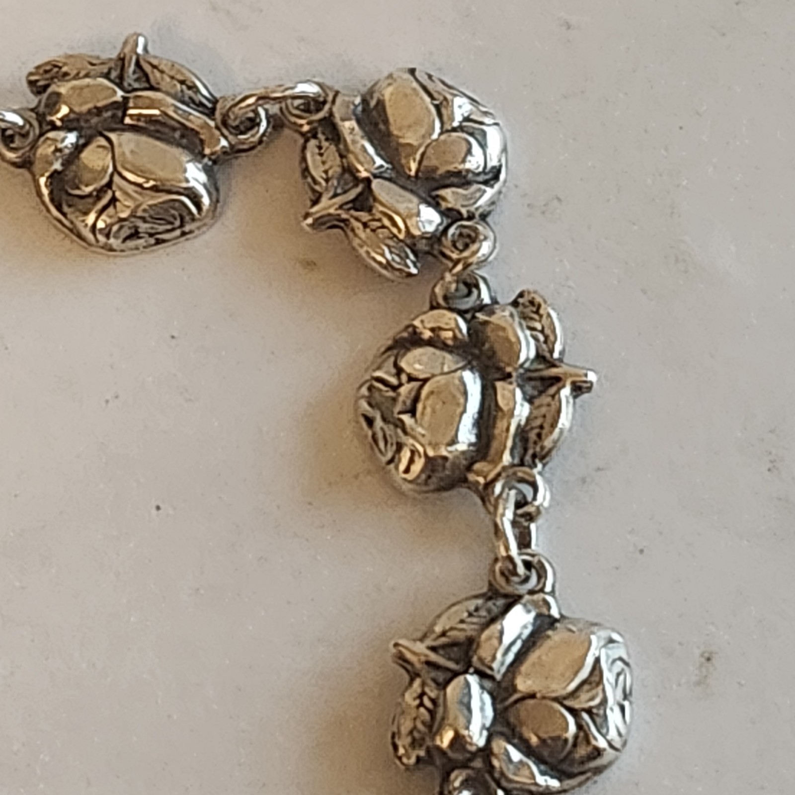Sterling Silver Vintage Religious Rose Catholic Saint Prayer Bracelet Virgin M