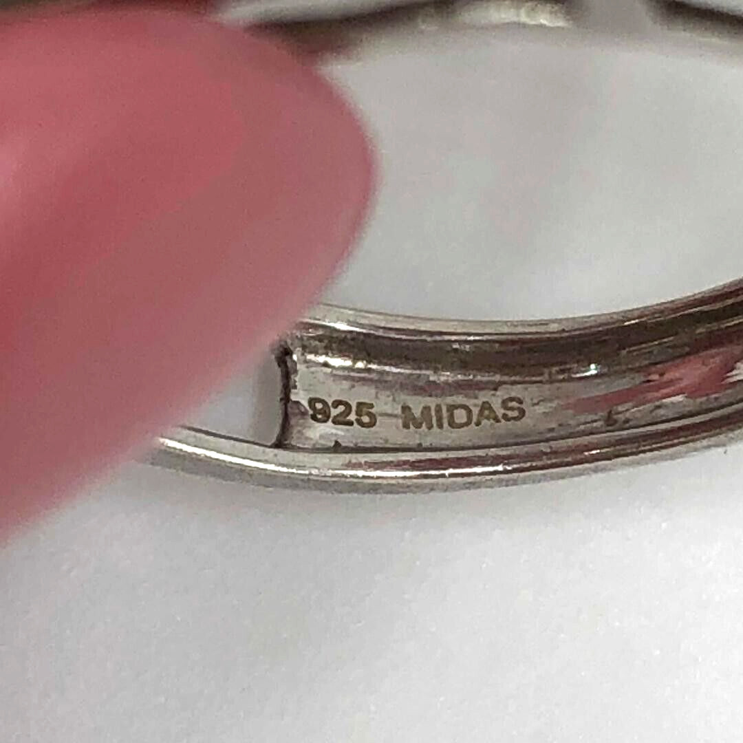 Vintage Signed MIDAS 925 Sterling Silver Mint Green Praisolite Ring SZ. 8