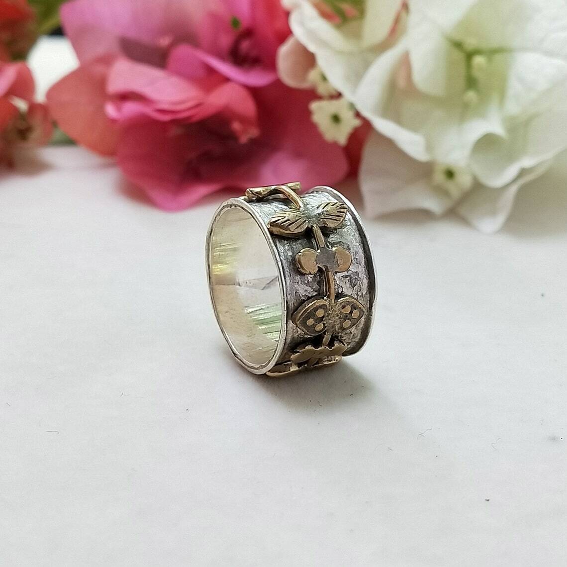 Spinner Ring 925 Sterling Silver Unique Band Ring Bohemian Designer Ring GiftHer