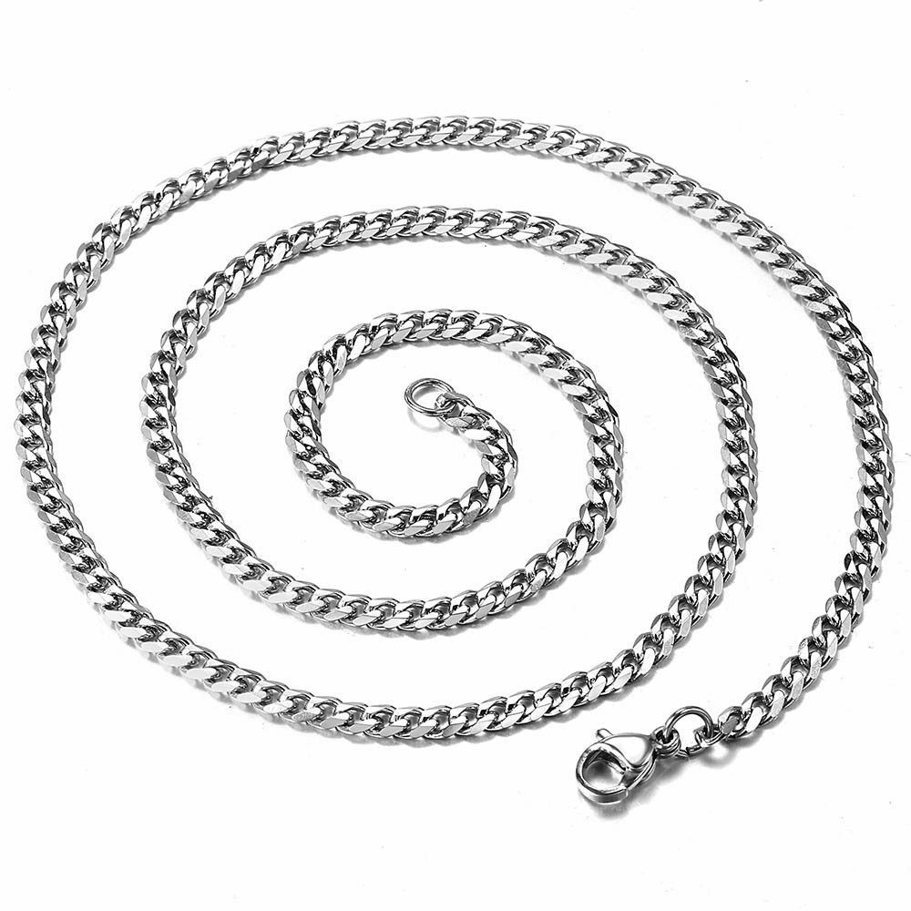 3mm/5mm Cuban Link Chains for Men, Silver Necklace Chain, Mens Necklace Jewelry