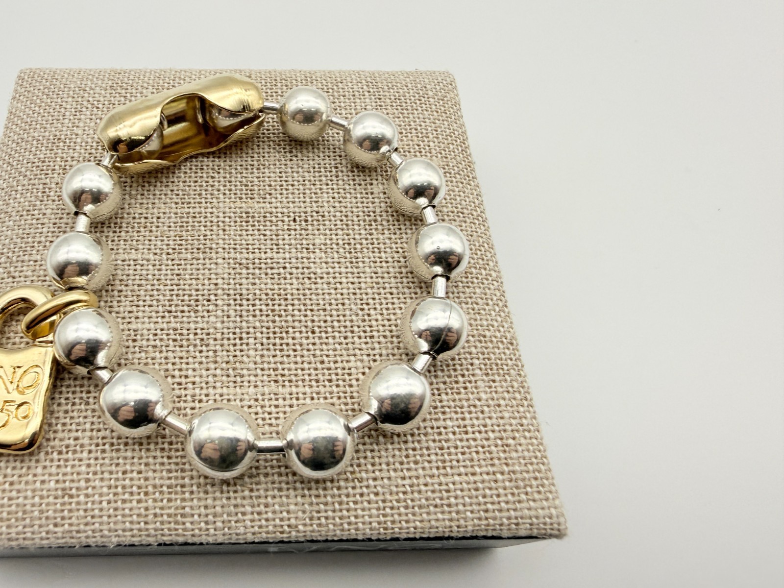 NEW Uno de 50 SNOWFLAKE Bracelet Sterling Silver 18k Gold Plated Beads Medium