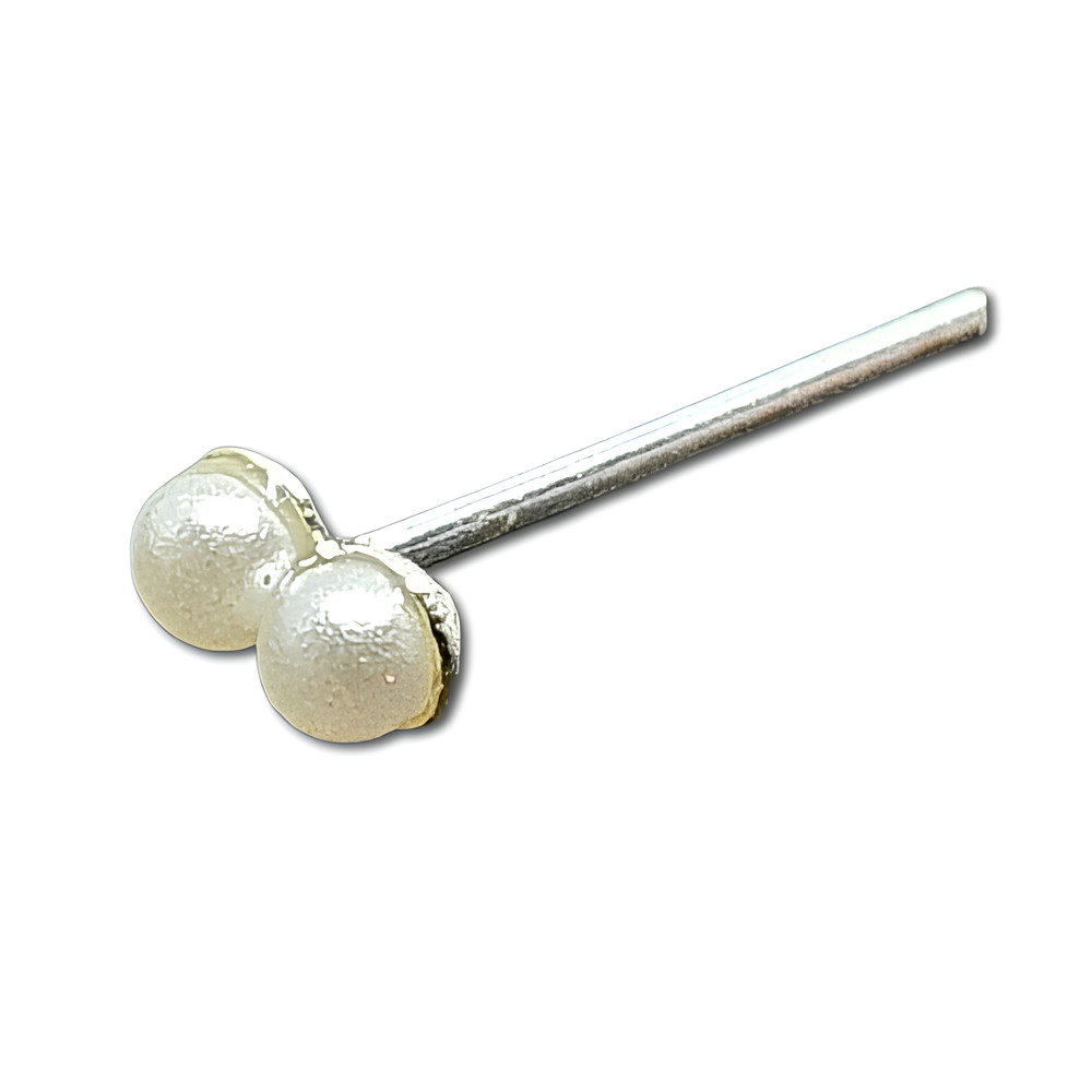 Pearl Nose Stud Double Cultured Twin Pearl Stud 22g (0.6mm) 925 Sterling Silver