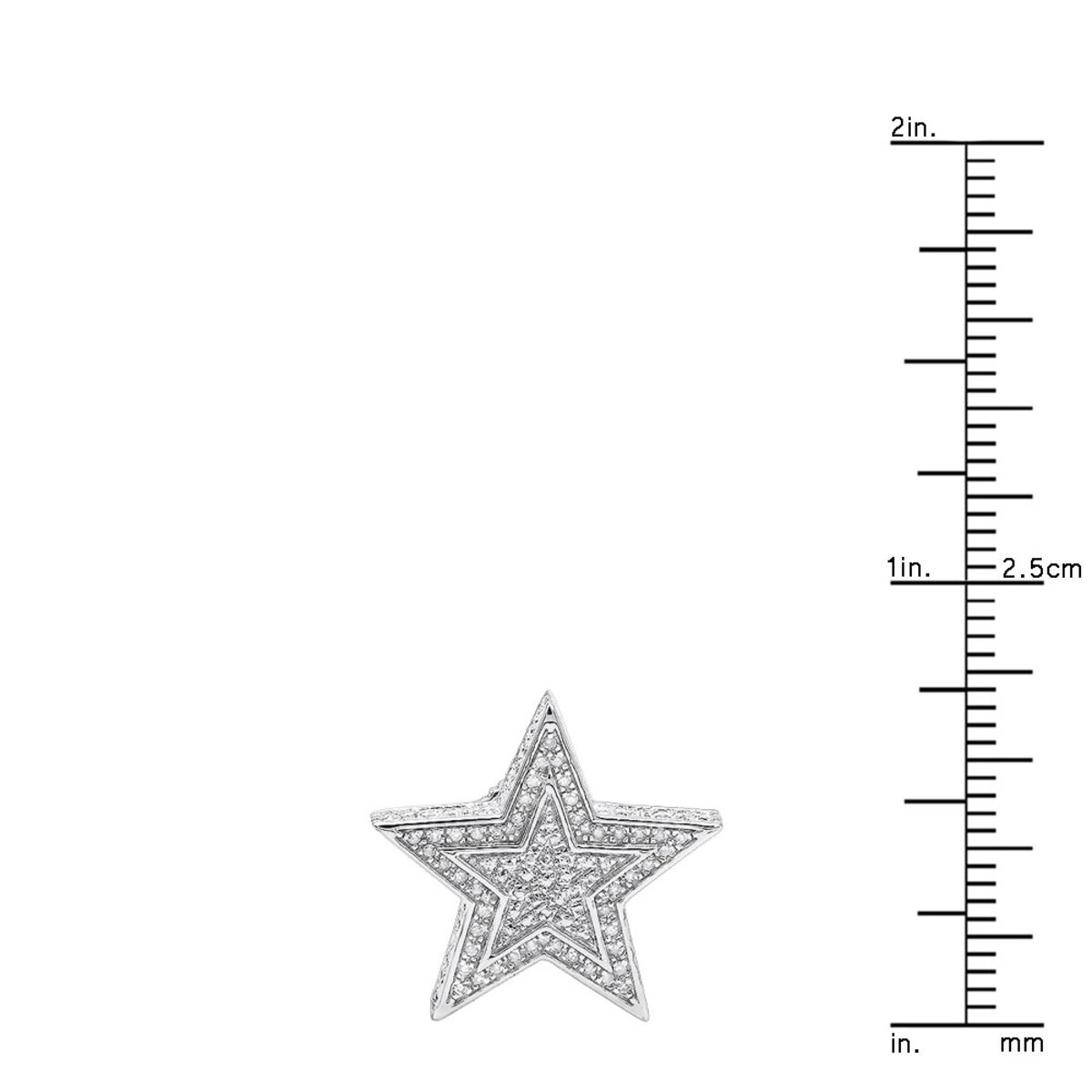 Large Diamond Star Earrings 0.20ct Sterling Silver for Men and Women
