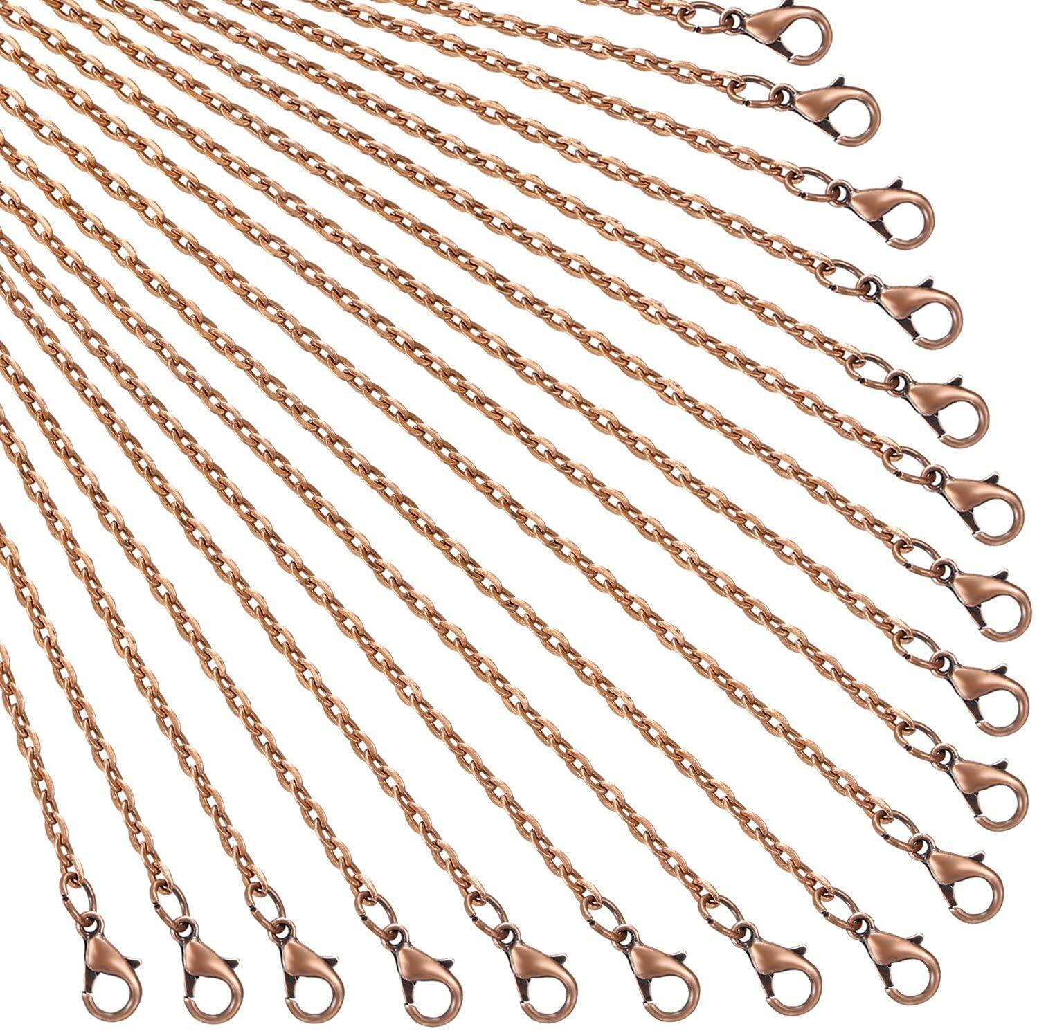 24Pack Antique Red Copper Cable Chain Necklace Chain Necklace Twisted Link Chain