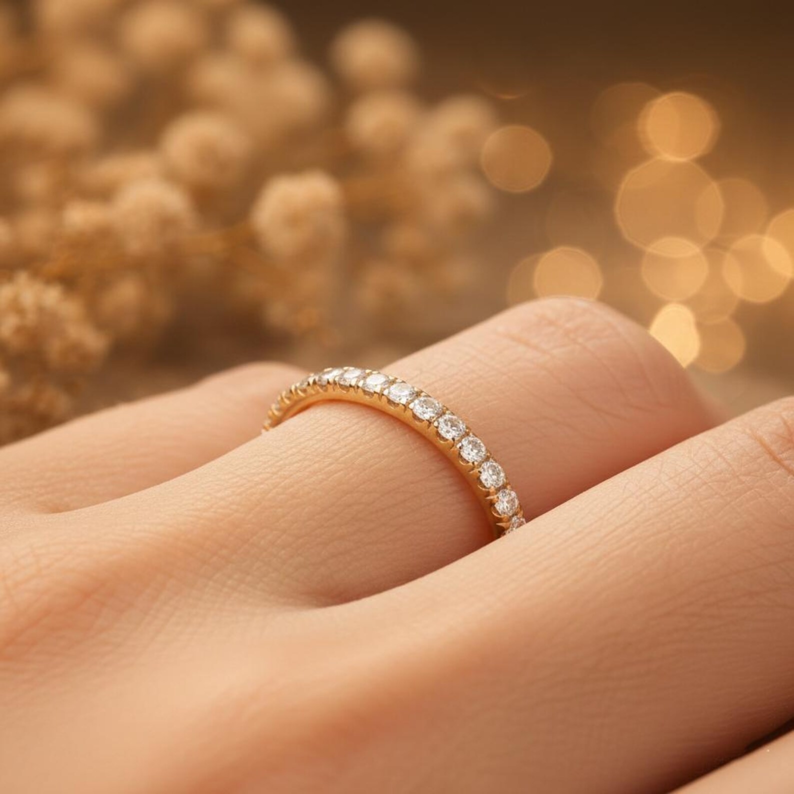 1.80 Ct Round Cut Simulated Diamond Women’s Eternity Ring 14k Yellow Gold Plated