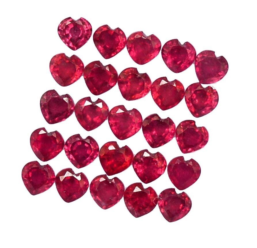 4×4 mm Natural Ruby Heart Shape Lot 25 Pcs 8.86 Cts Calibrated Loose Gemstone GF