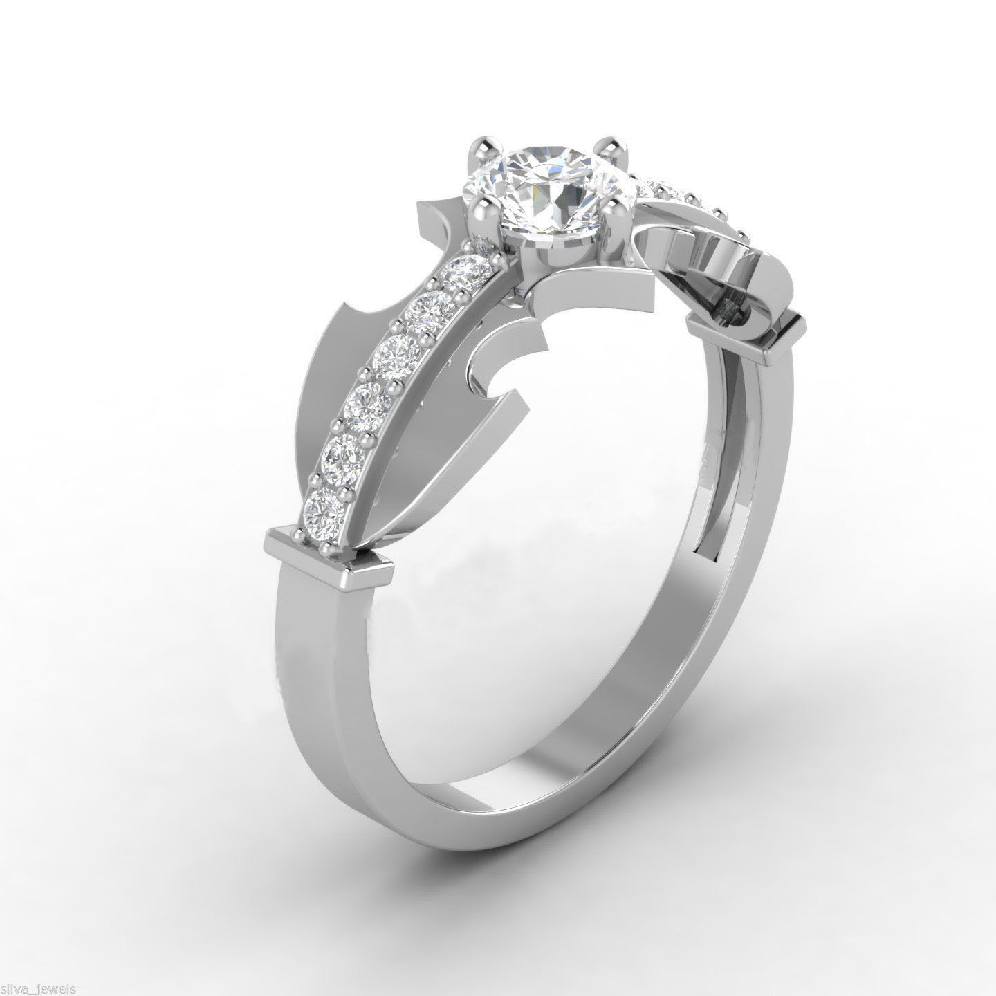 Holy Smokes Batman Round CZ Engagement Wedding Ring 925 Sterling Silver