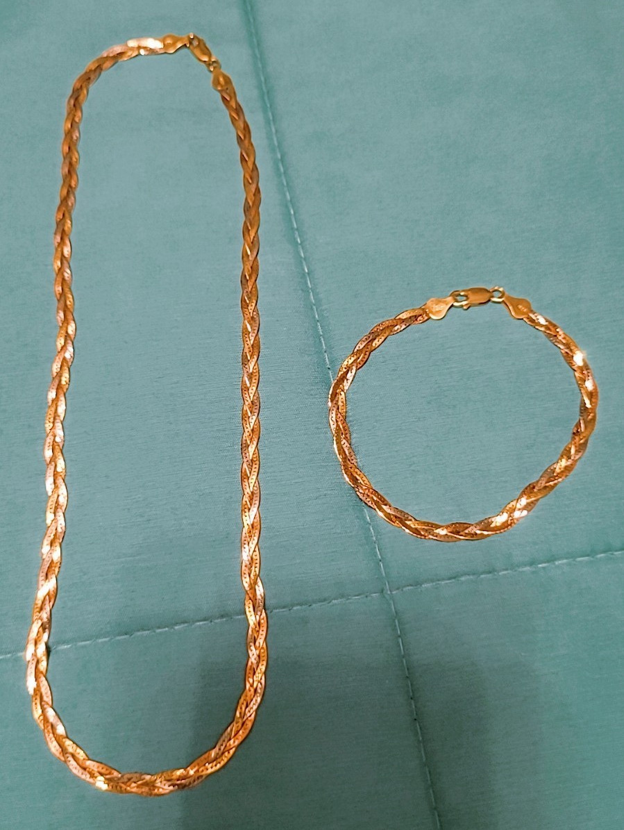 92.5 Pure Italy Silver Twisted Rope Necklace 18in 7.5g & Bracelet 7.5in 3.5g Set