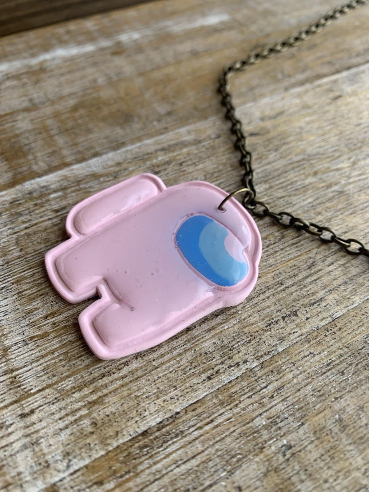 Handmade Polymer Clay Video Game Necklace Among Us