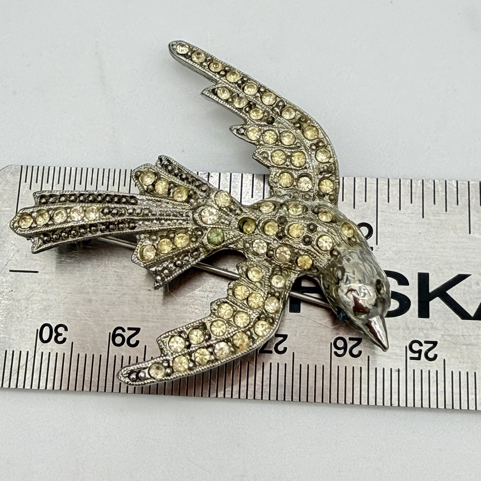 Vtg Art Deco Swallow Bird Brooch Read