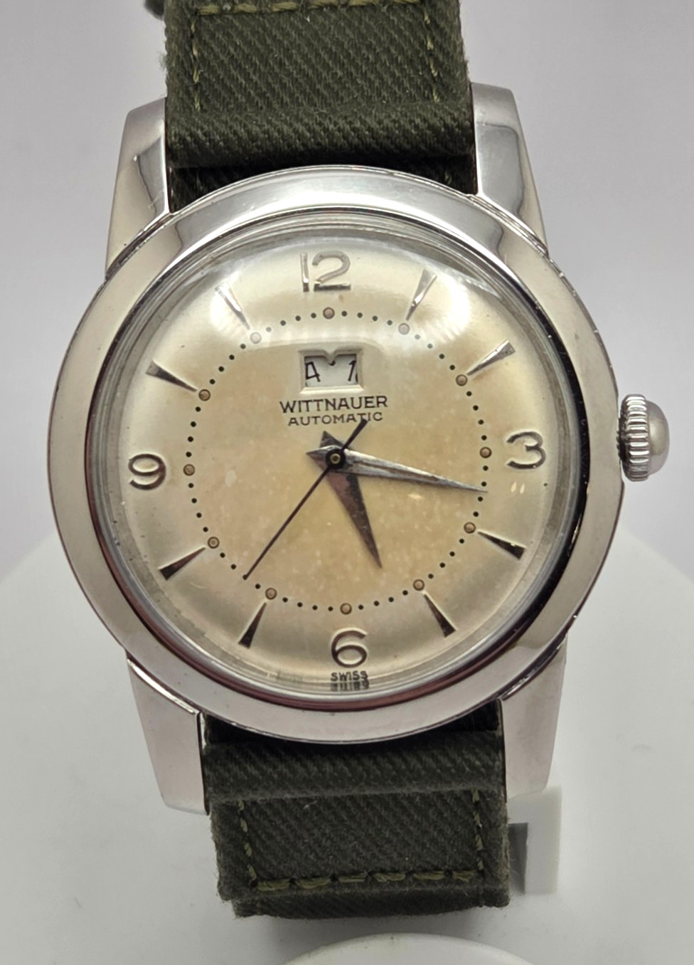 Vintage Men’s Wittnauer Stainless Steel Power Reserve indicator watch works