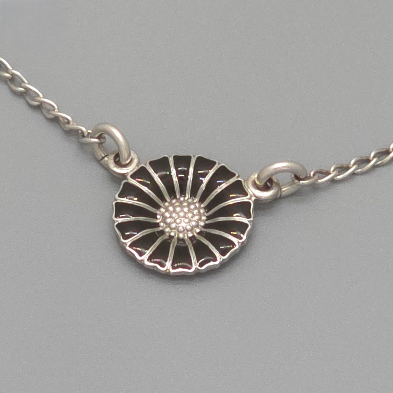 GEORG JENSEN Daisy Bracelet/Anklet 2-way Black Enamel Chain Length 25.5cm SV925