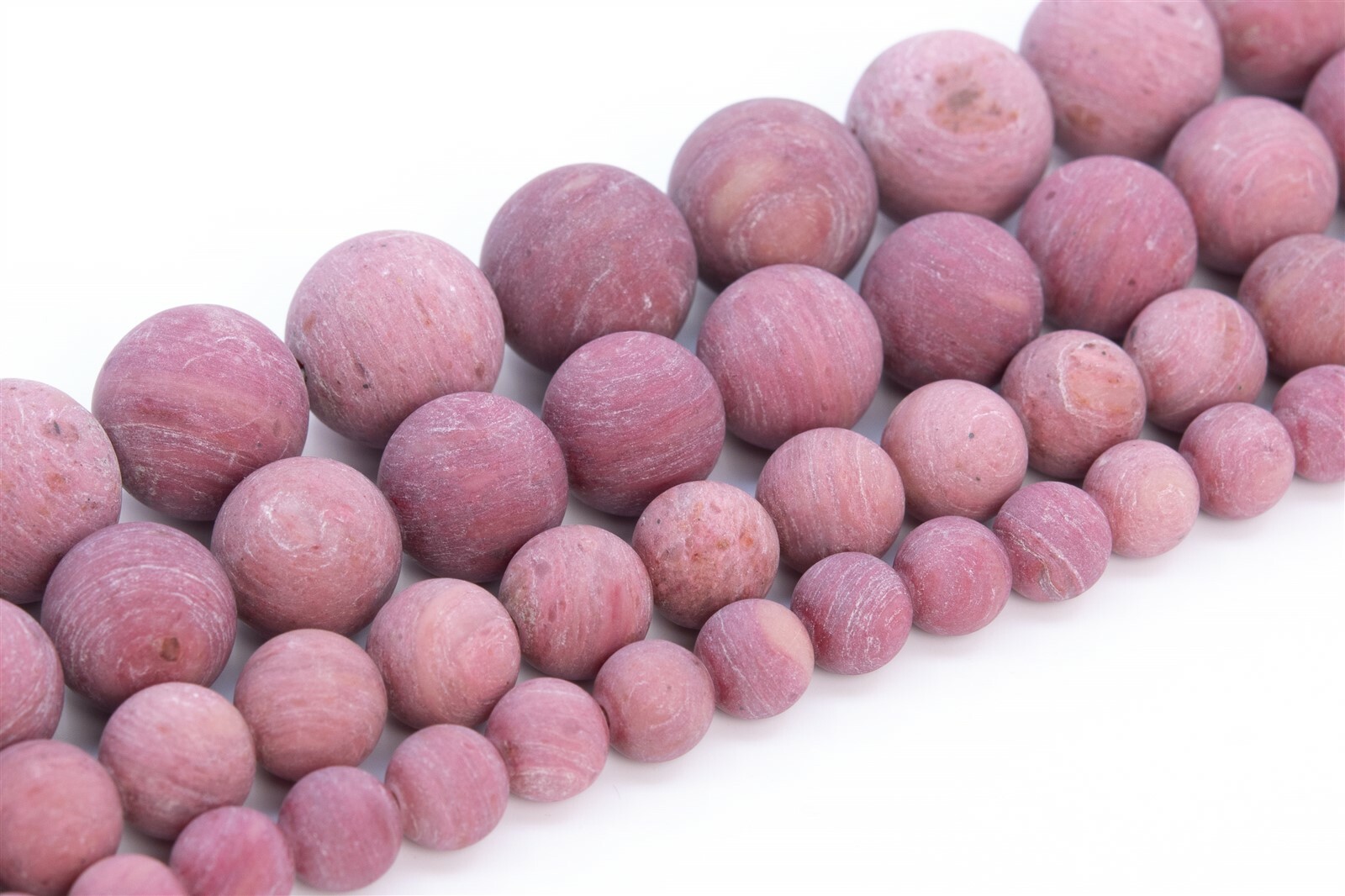 Natural Matte Rose Pink Rhodonite Grade AAA Round Bead 4-5/6-7/8-9/10-11/12-13MM