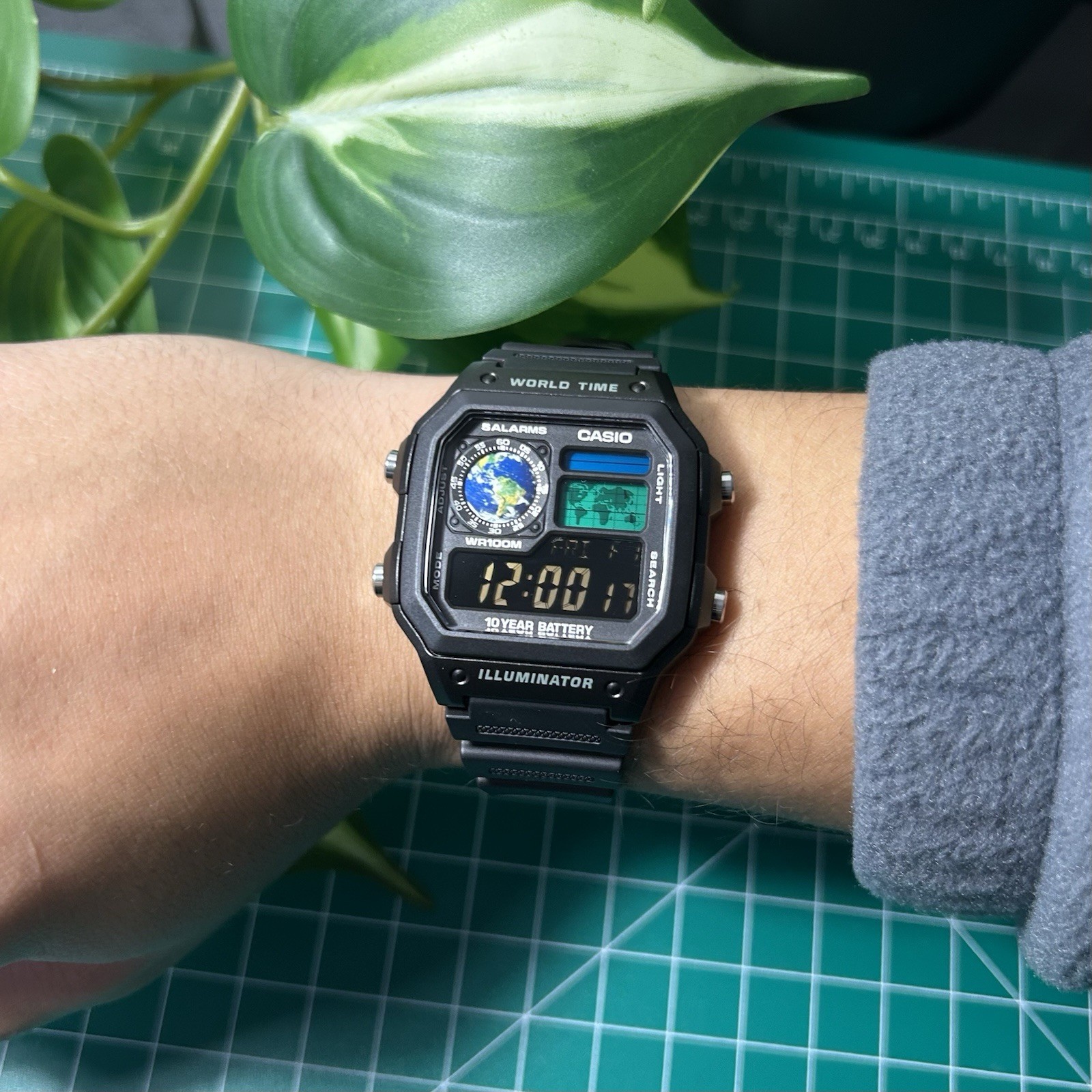 Custom Casio AE1200WH Watch | Negative Display Earth Mod