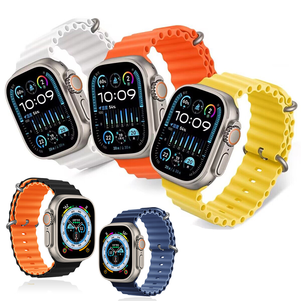 Ocean Band for Apple Watch 11 10 9 8 7 6 Silicone Sport Strap 44/41/45/49mm