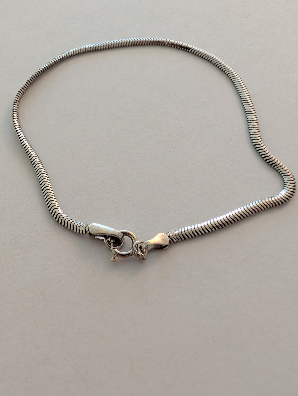 Solid White Gold 585/14kt Snake Chain Bracelet, 2mm wide