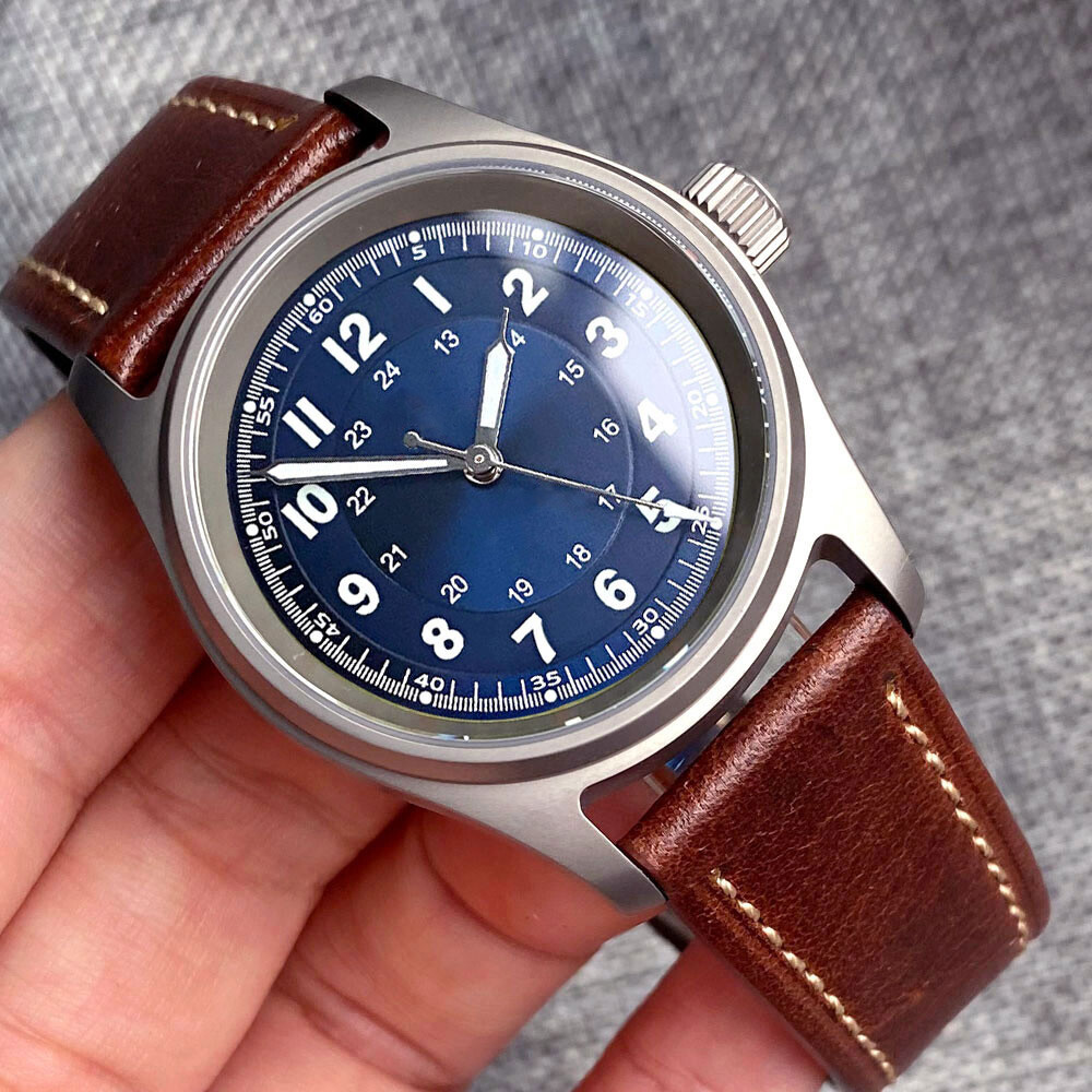 Tandorio 36mm Titanium Pilot Sapphire 200M Diver NH35 PT5000 Auto Men Watch Lume