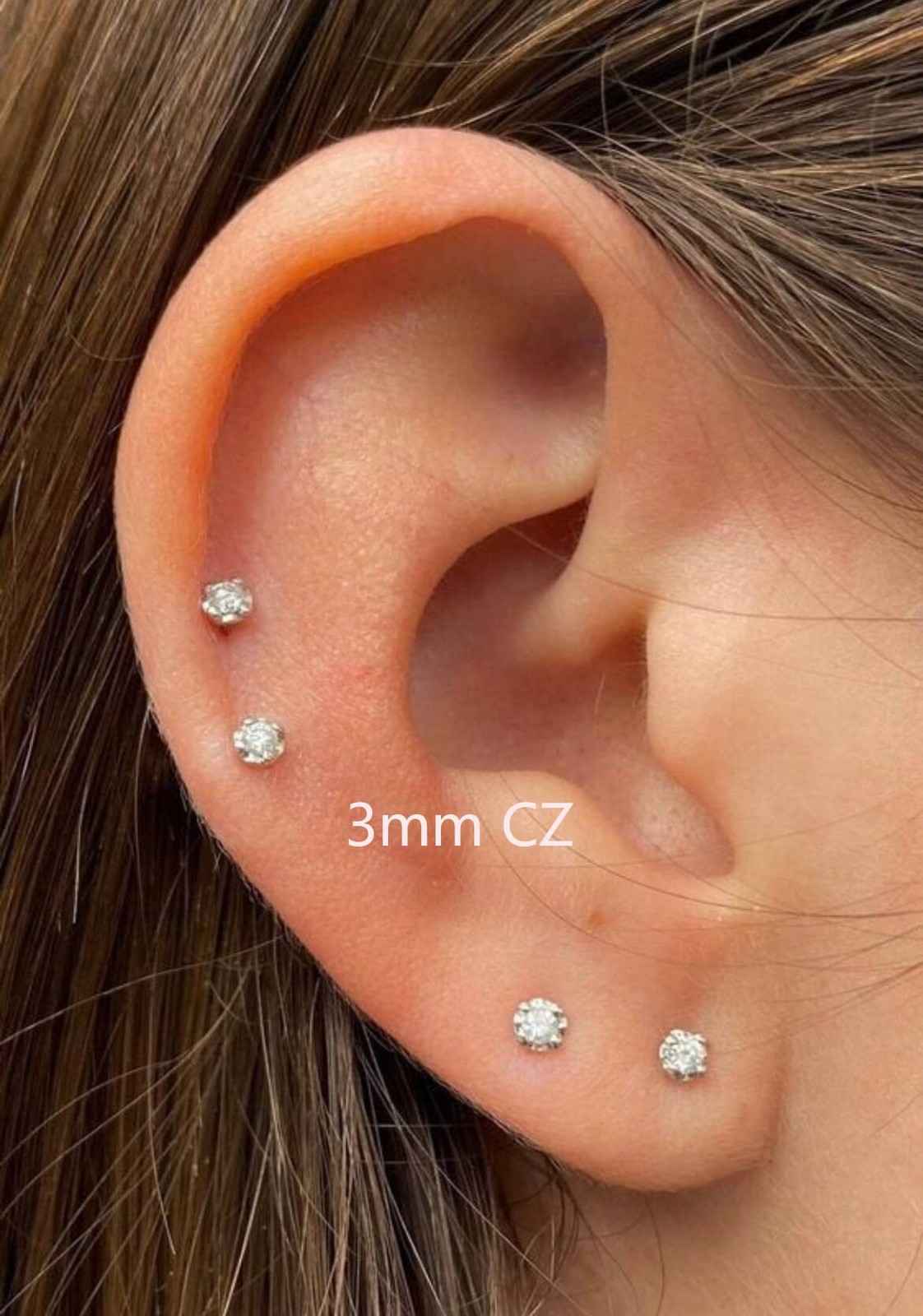 Renkovte Flat Back Screw Back CZ Stud Earrings Small Helix Cartilage Piercing