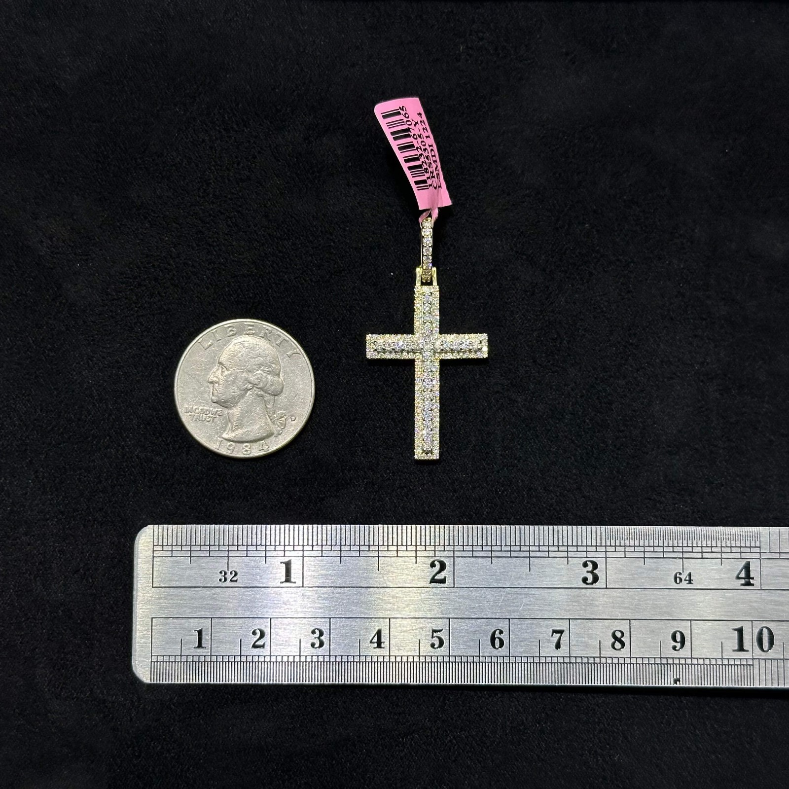 Genuine Diamond Cross Charm 0.90 CTW with 10k Gold Pendant Unisex