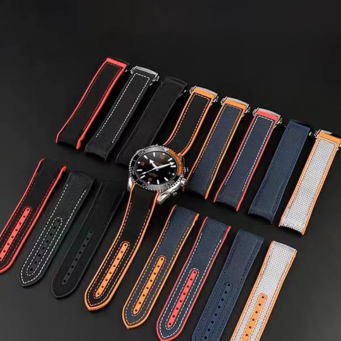 Quality Nylon Rubber Bottom Watch Stras Mens Sport Wristband 20mm 22mm for Omega