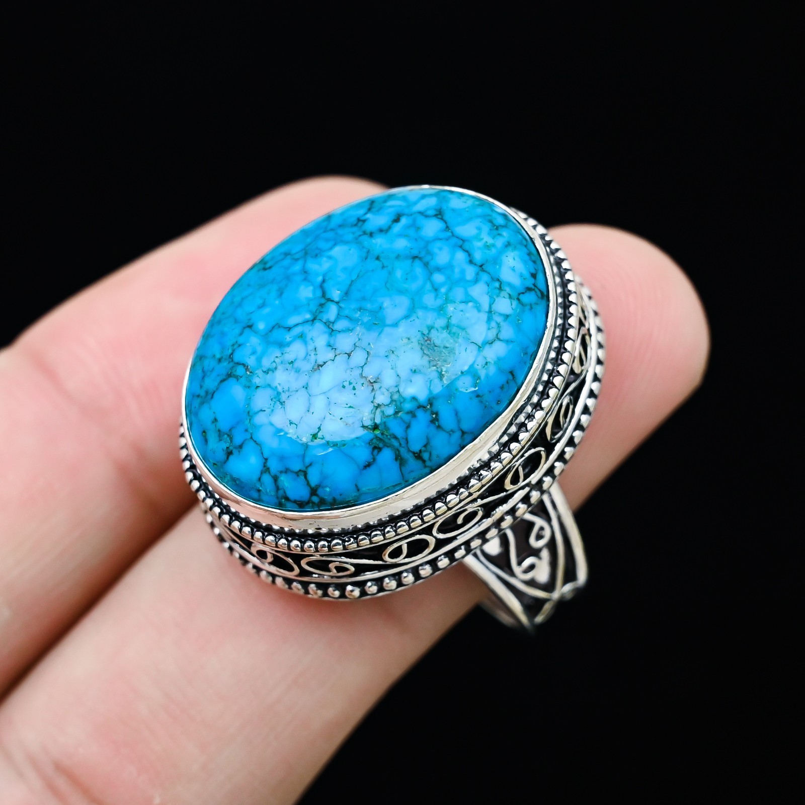 Turquoise Gemstone 925 Sterling Silver Handmade Jewelry Ring Gift For Love