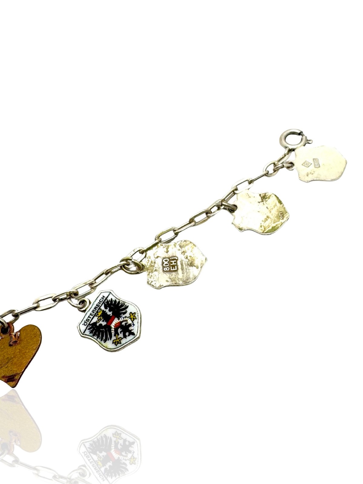 835/800 SILVER BRACELET ANCHOR CHAIN VINTAGE CREST CHARM BRACELET CHARMS AUSTRIA