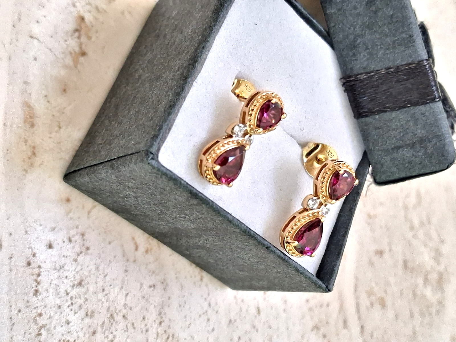 Orissa Rhodolite Garnet and Natural Zircon Sterling Silver Earrings – New/Sealed
