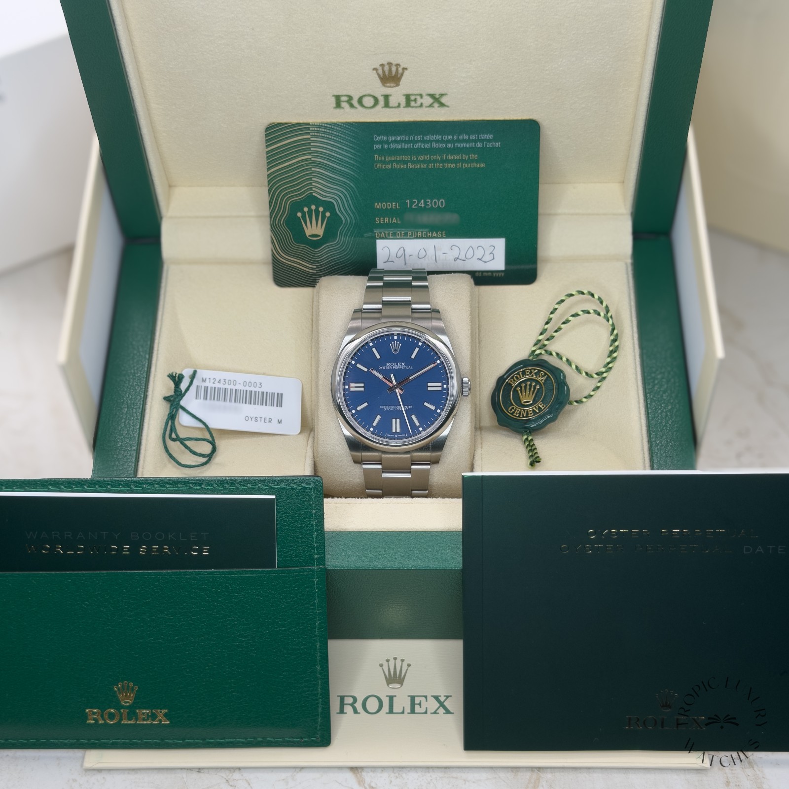 Rolex Oyster Perpetual 41 Blue 2023 FULL SET with Tags 124300-0003