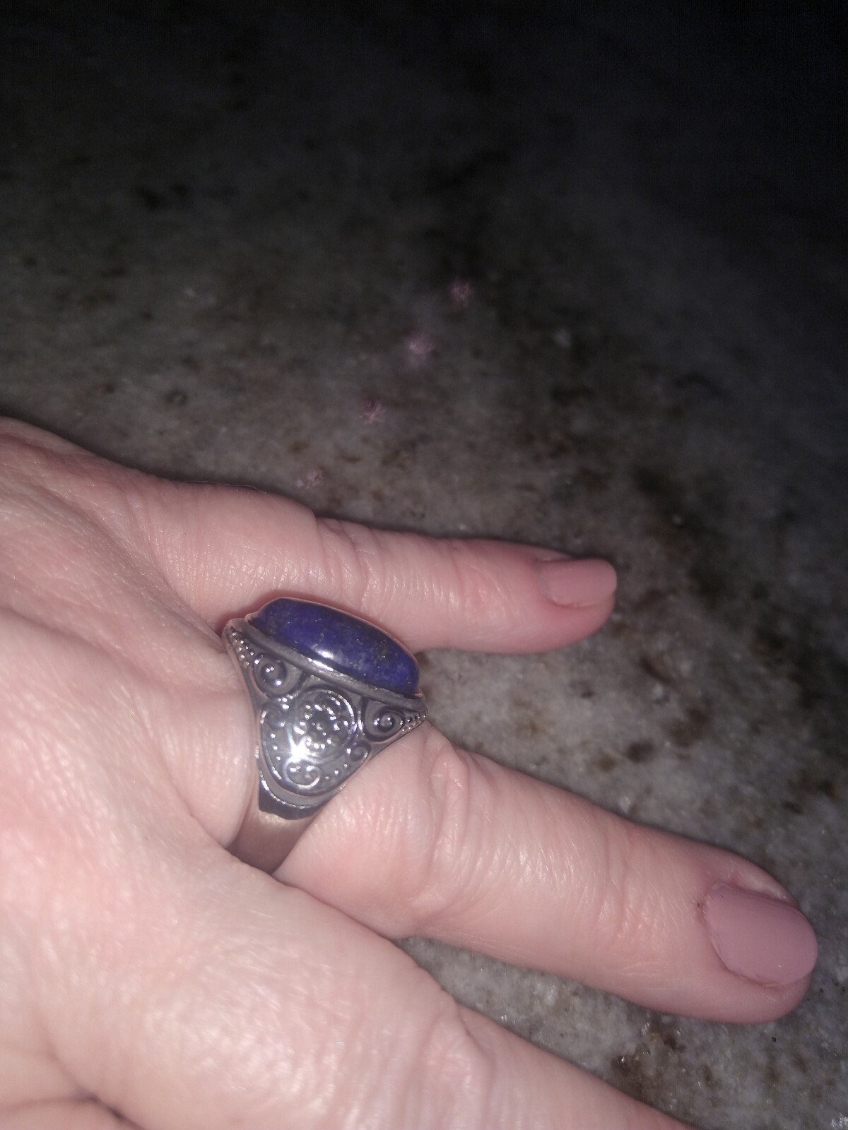 10.50 Cts of beautiful Lapis Lazuli in Ring in Stainless Steel (Size 9.0)