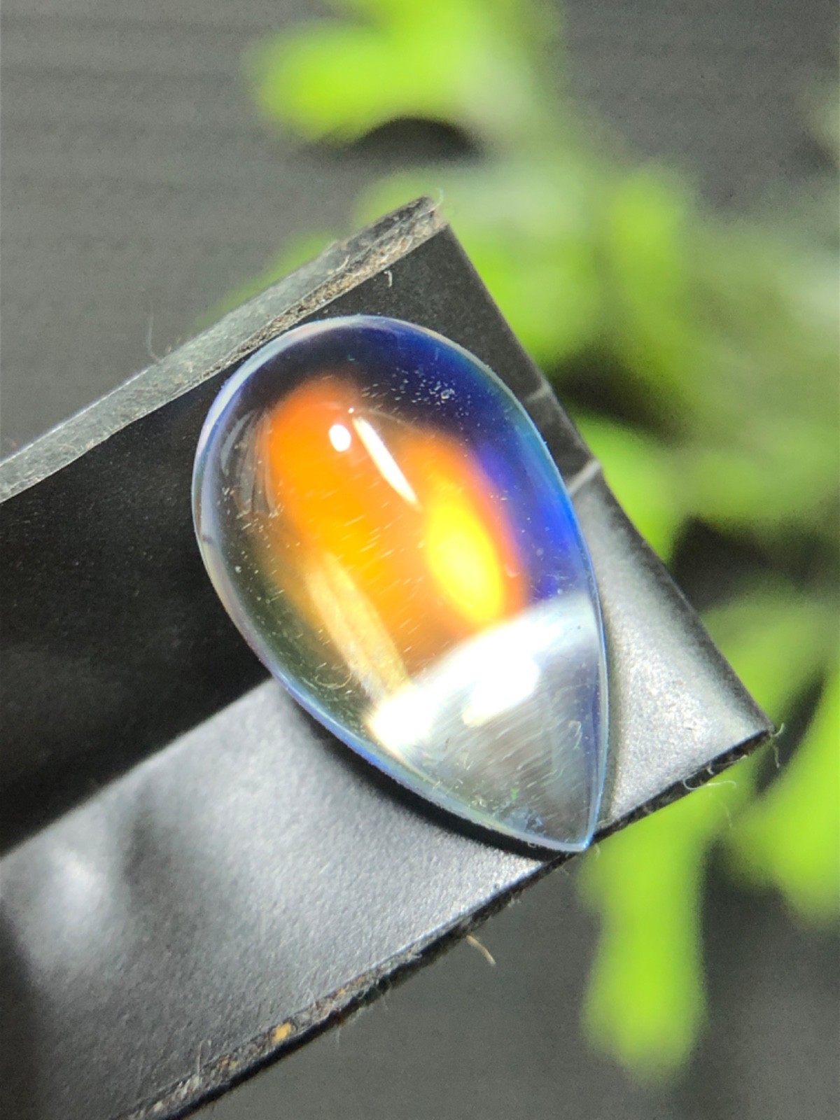 Natural Orange Blue Fire Madagascar Moonstone, 13×8 MM Pear Shape Cabochon Stone