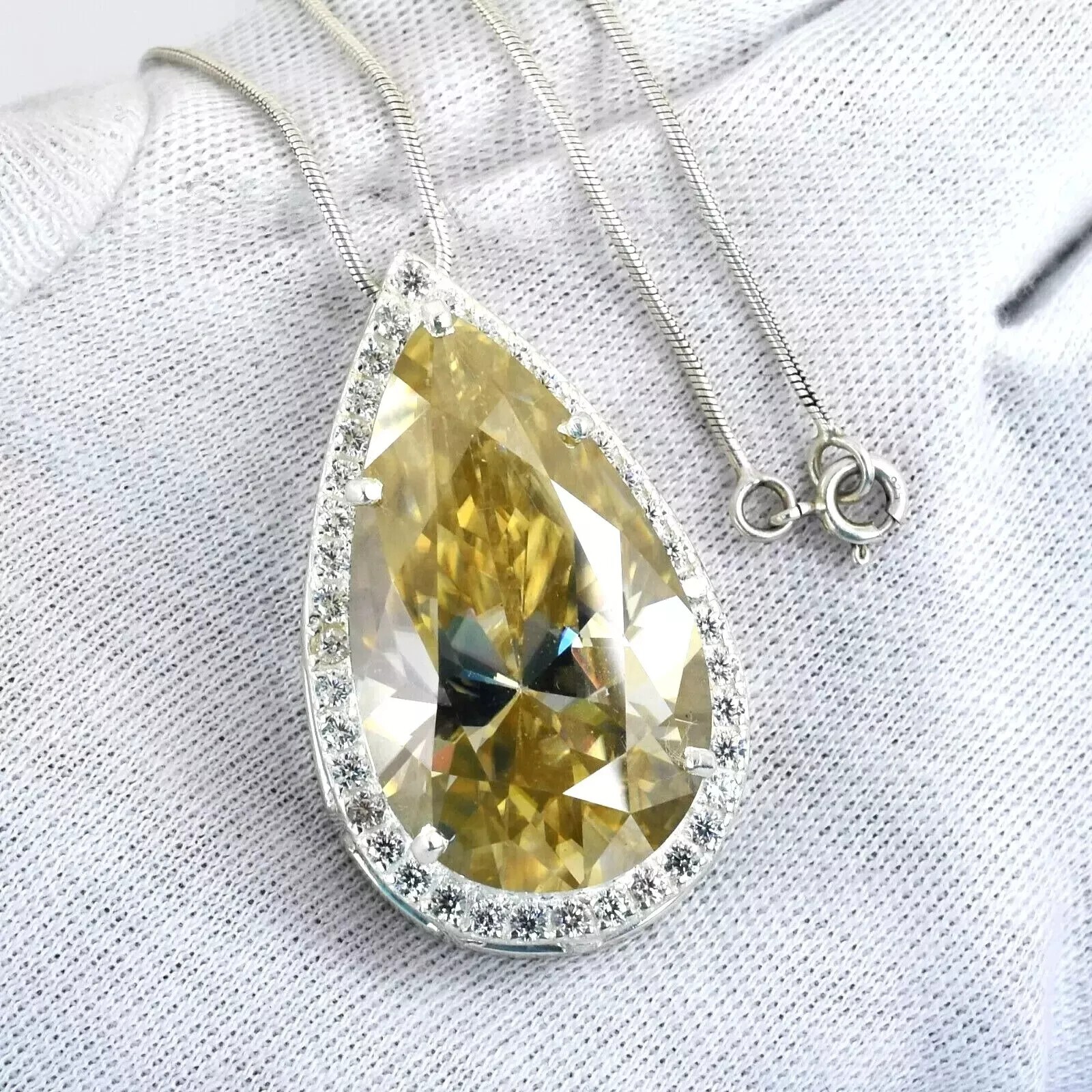 15 Ct Champagne Treated Diamond Pendant Pear Shape Great Luster VVS1 Certified !