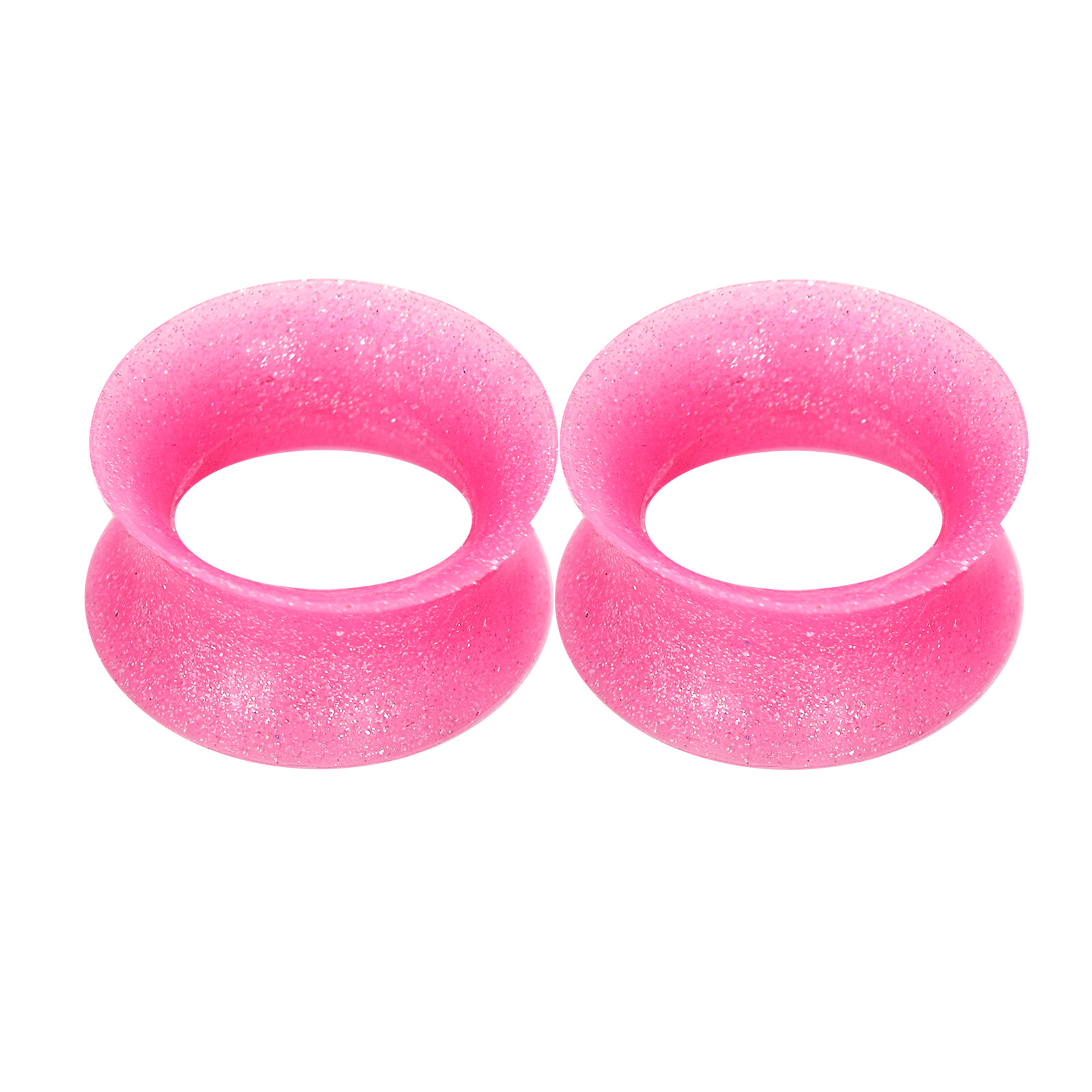 Pair Thin Pearlescent Silicone Ear Skin-Glitter Ear Plugs-Flesh Tunnels Eyelets