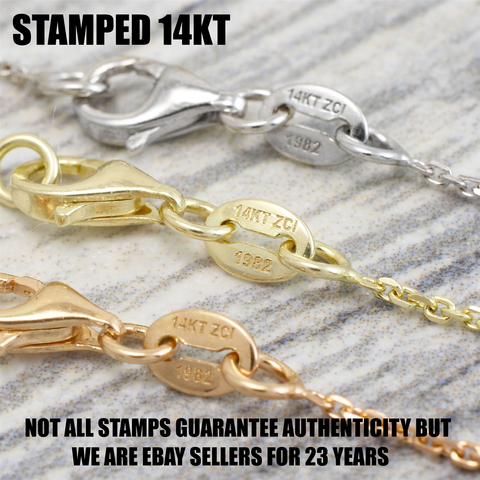Guaranteed 10K or 14K Yellow White or Rose Gold 1mm Cable Rolo Chain Necklace