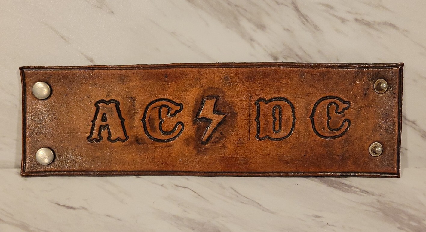 Vintage AC DC Leather Bracelet/ Wristband