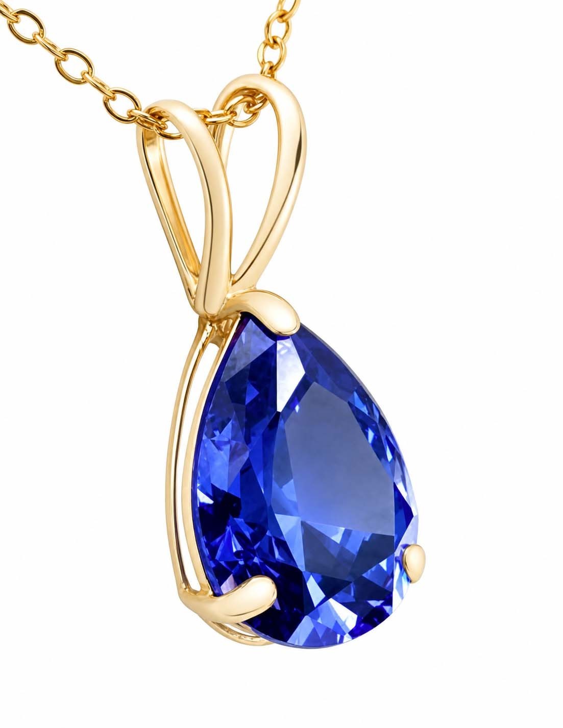 AAA TANZANITE 2.05 Cts PENDANT SOLID 14K YELLOW GOLD – MADE IN USA – Free Chain