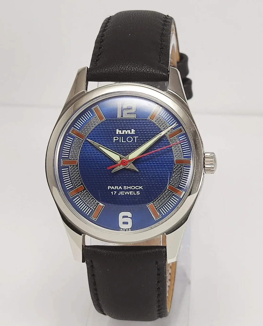 HMT Pilot Blue Dial 17 Jewels Hand winding Transparent Back Men’s Wrist Watch