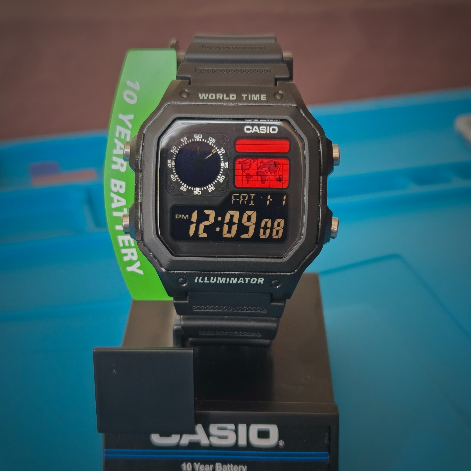 CASIO AE-1200WHD. Royale World Time Watch Mod. Negative Display. Hydromod.
