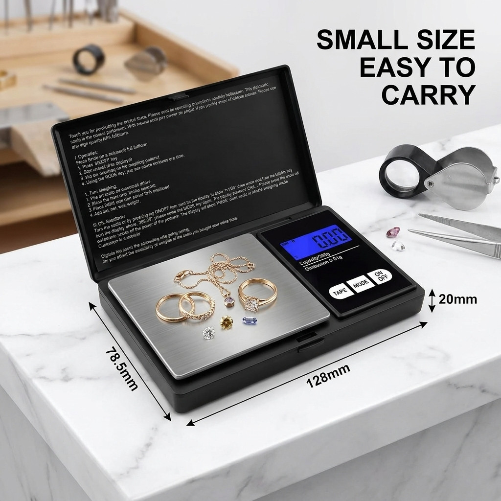 Digital Jewelry Scale 1000g x 0.1g Precision Pocket Gram Gold Silver Balance