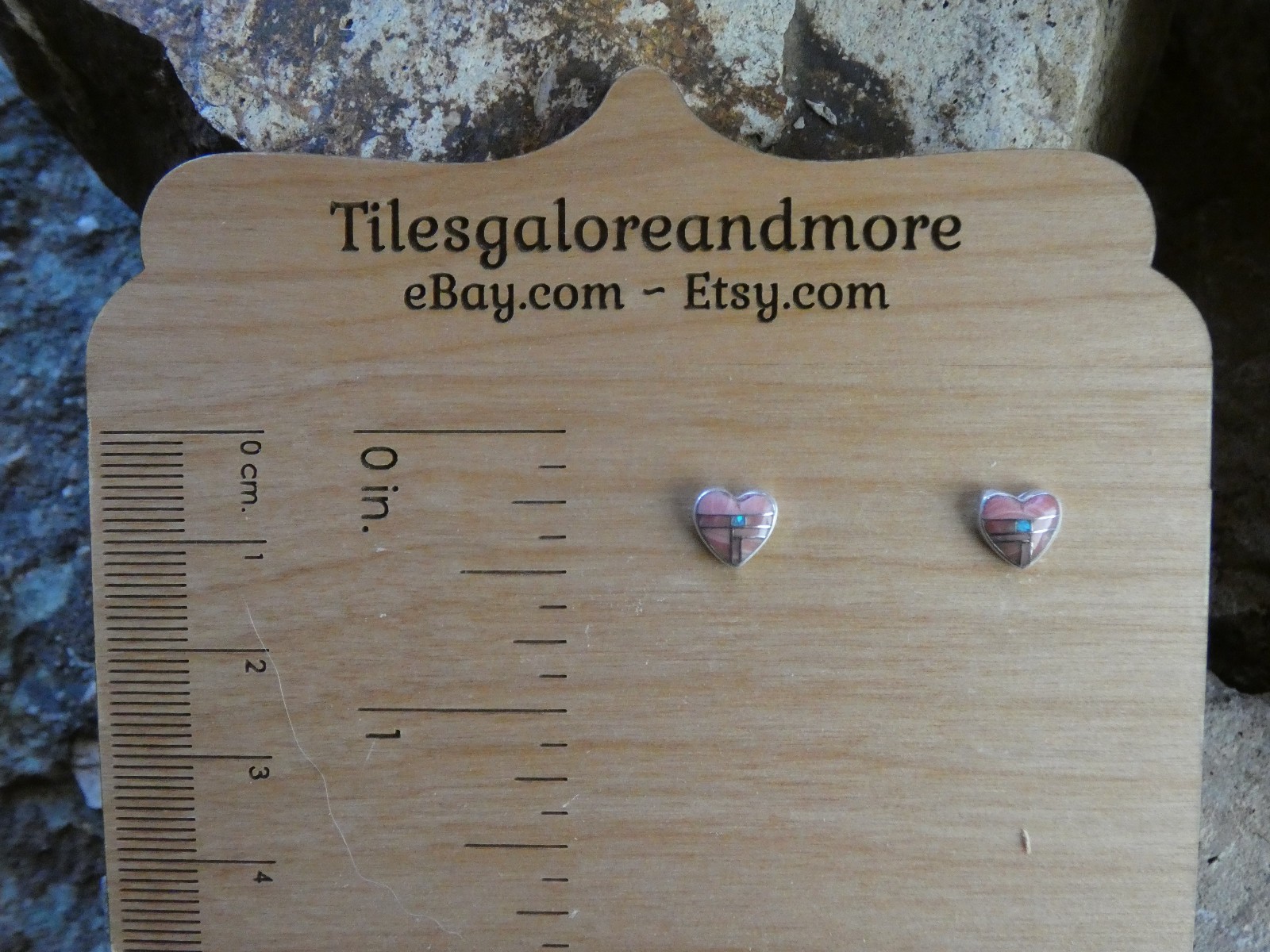 Pink Conch Shell & Opal Sterling Silver Gemstone Heart Small Post Earrings BF24