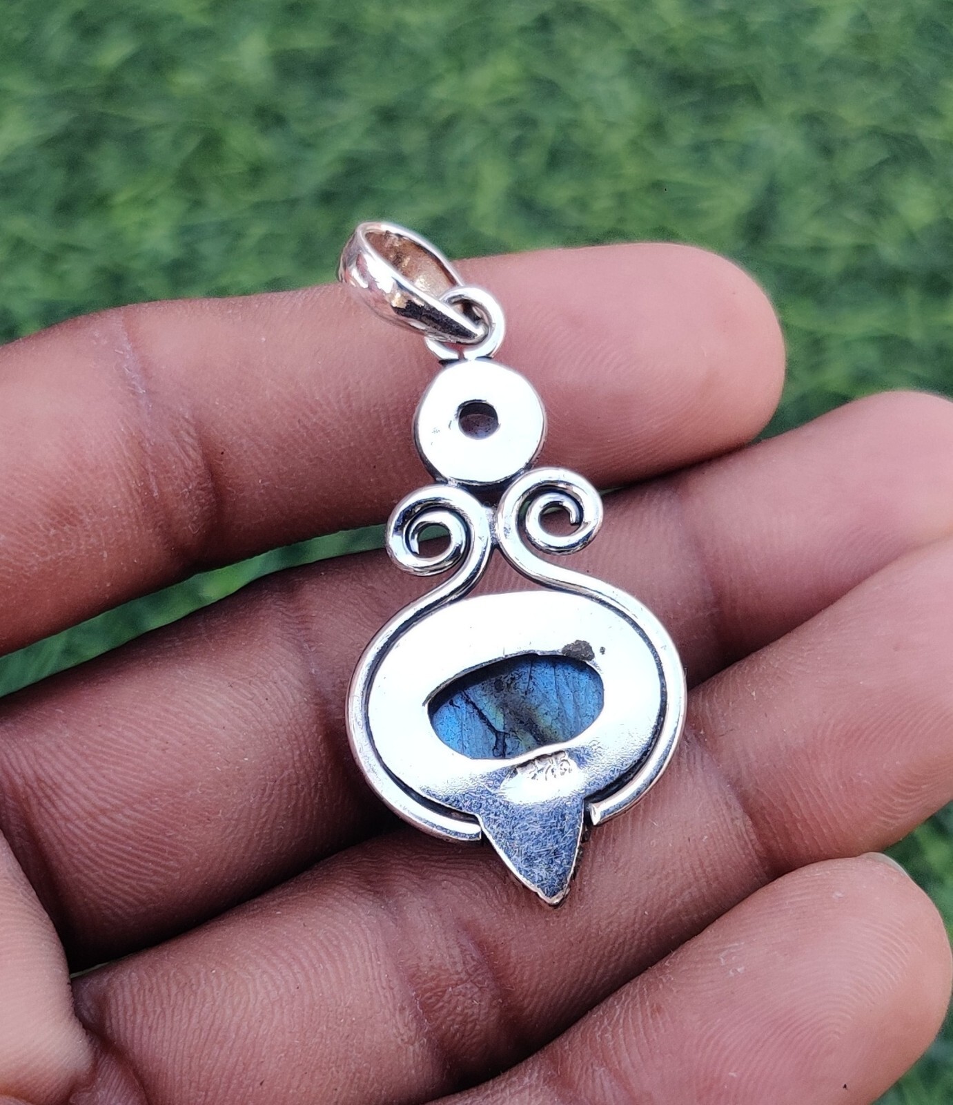 Labradorite& Moonstone Gemstone 925 Sterling Silver Designer Pendent SK2038