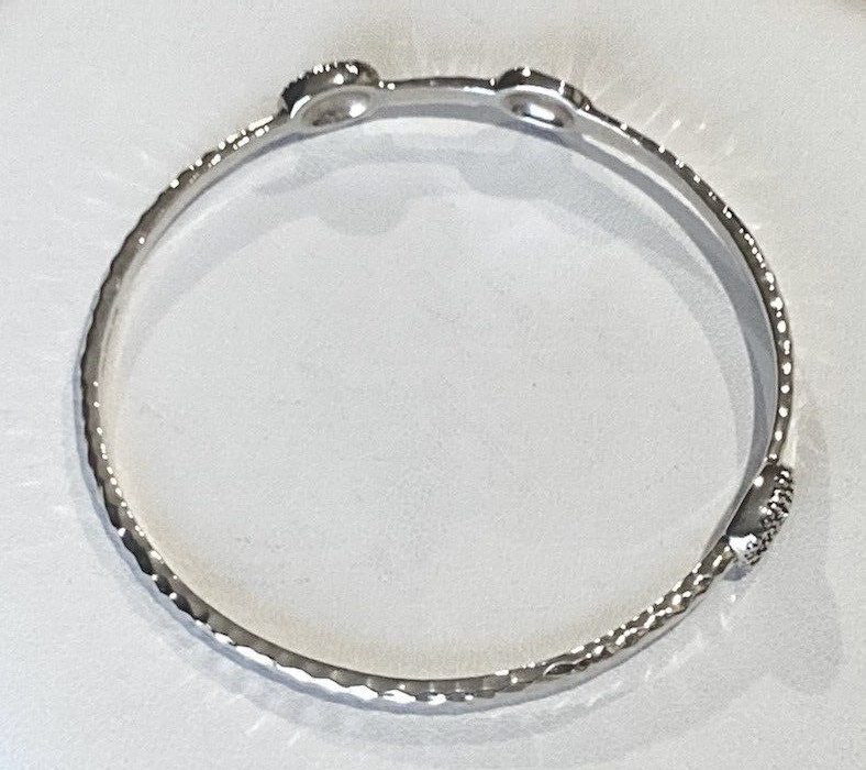 Michael Dawkins Sterling Organic Hammered & Caviar Dot Slip-on Bangle 14.9g S/M